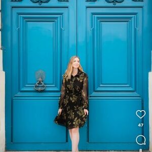 [poet dress] NEVER WORN black+ gold